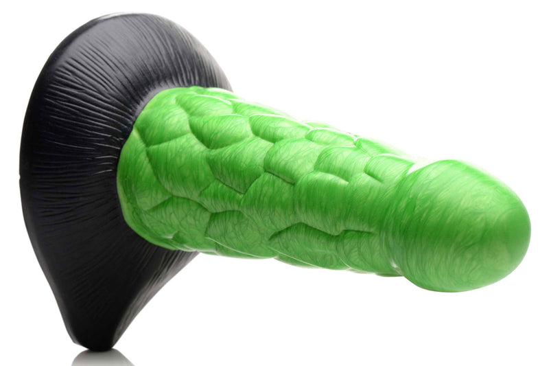 XR Brands Radioactive Reptile Thick Scaly Silicone Dildo - Green