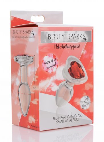 XR Brands Red Heart Gem Glass Anal Plug - Small