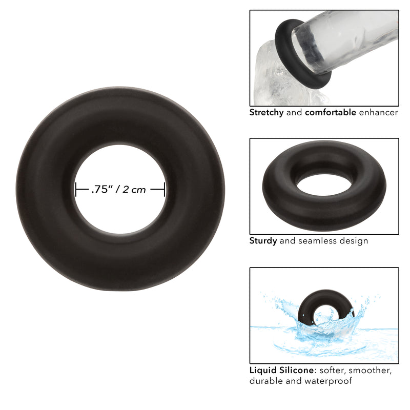 CalExotics Alpha Liquid Silicone Prolong Medium Ring - Black