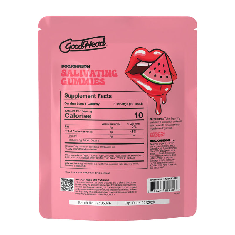 Doc Johnson Goodhead - Salivating Gummies 24pk Display (3 Pcs Per Pouch) - Watermelon