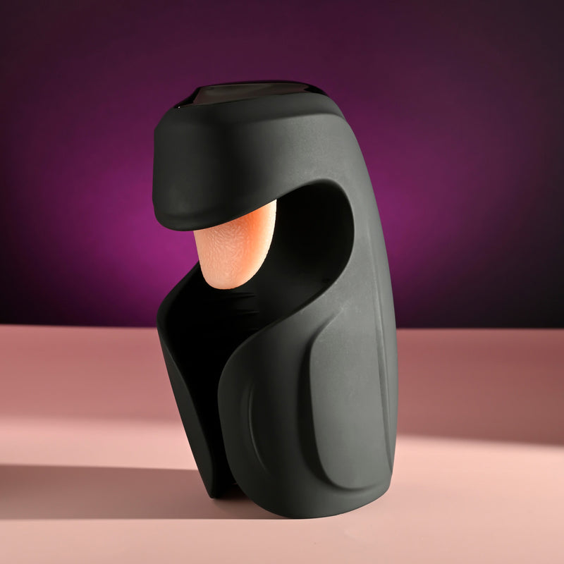 Evolved Novelties Lick The Tip Black - Automatic Stroker Masturbator - Canister Masturbation Cup