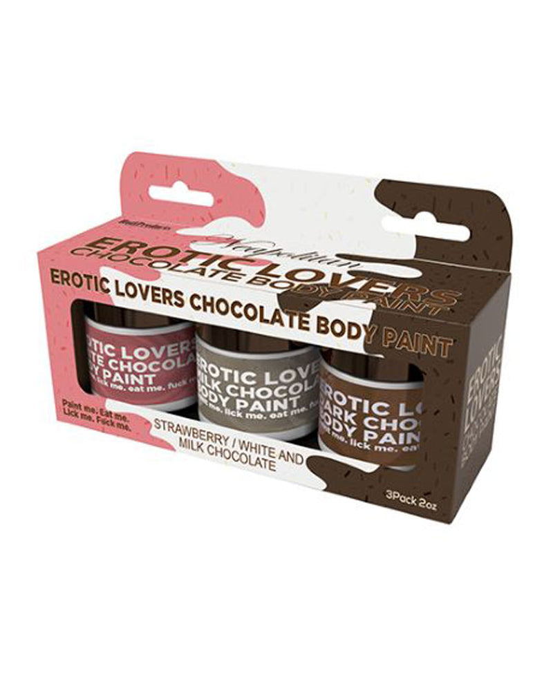 Hott Products Erotic Lovers Chocolate Body Paint - Neapolitan - White Chocolate, Milk Chocolate and Strawberry - (3 Pack)