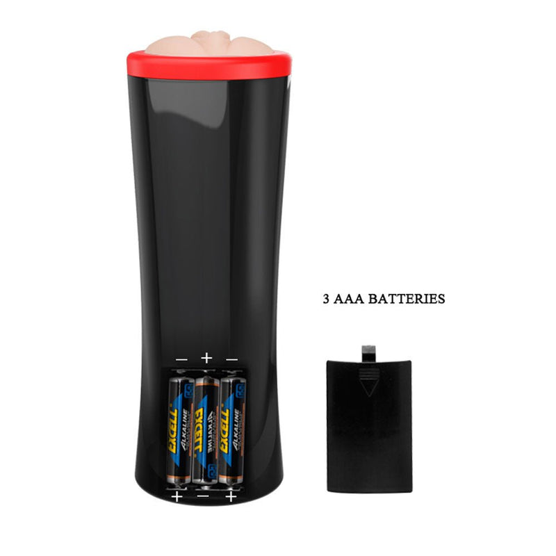 Pretty Love Ozzy - Vagina - Black/ Red - Automatic Stroker Masturbator - Canister Masturbation Cup
