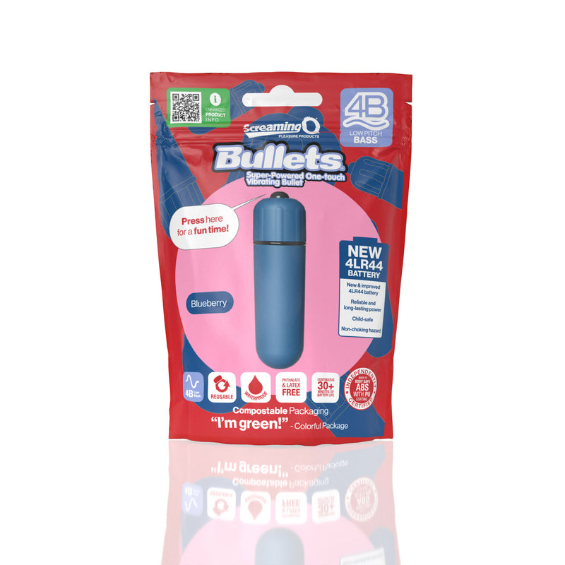 Screaming O Screaming O 4b - Bullet - Super Powered One Touch Vibrating Bullet - Blueberry
