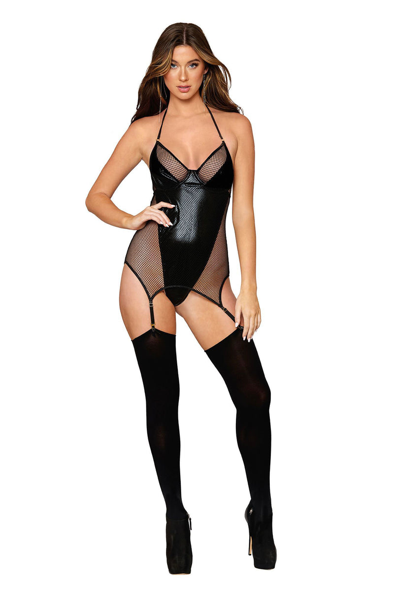 Dreamgirl Garter Slip Teddy - One Size - Black