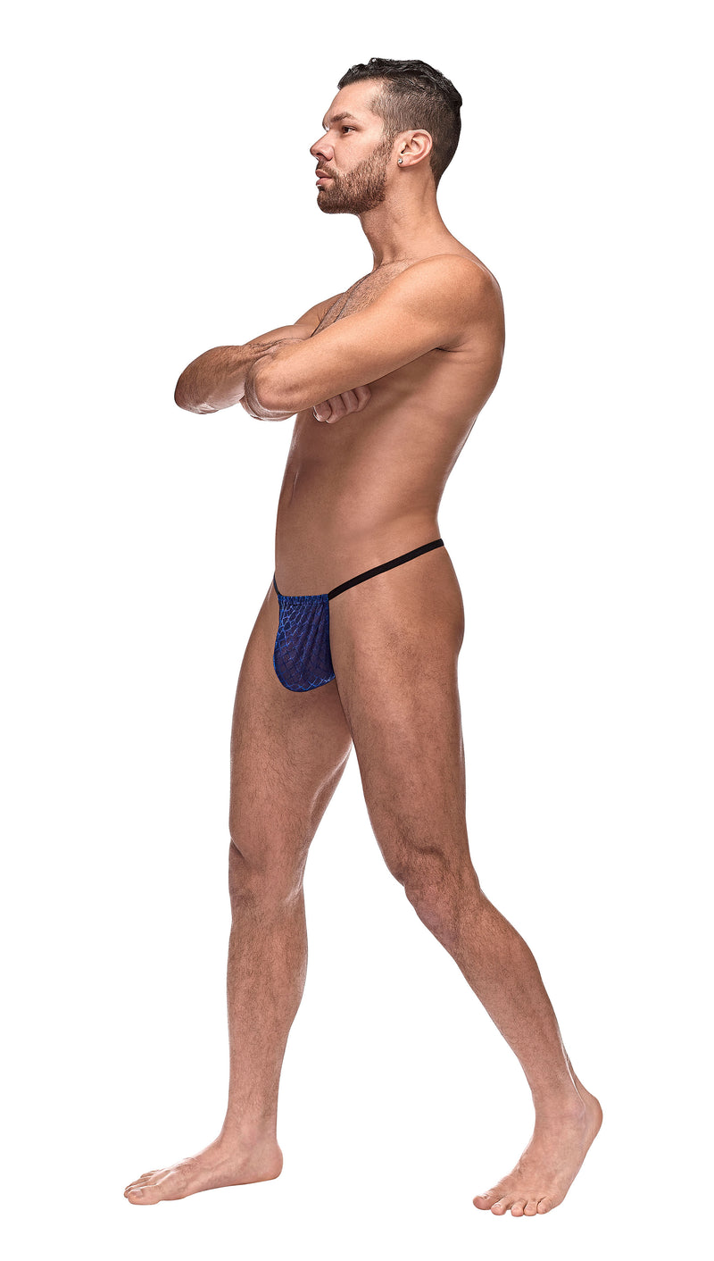 Male Power Diamond Mesh Posing Strap - One Size - Navy