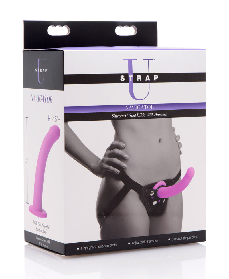 XR Brands Navigator Silicone G-Spot Dildo With Harness