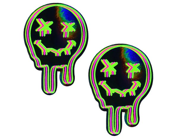 "Super Uv Trippy Face Neon Nipple Cover Pasties NN-NEO-TFA-BAD"