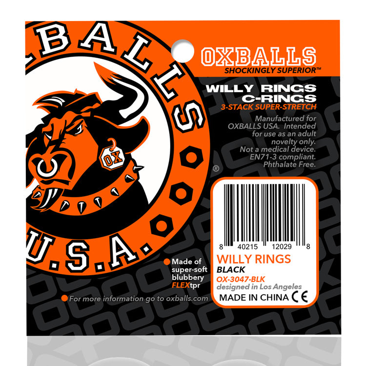Oxballs Willy Rings 3-Pack Cockrings - Black