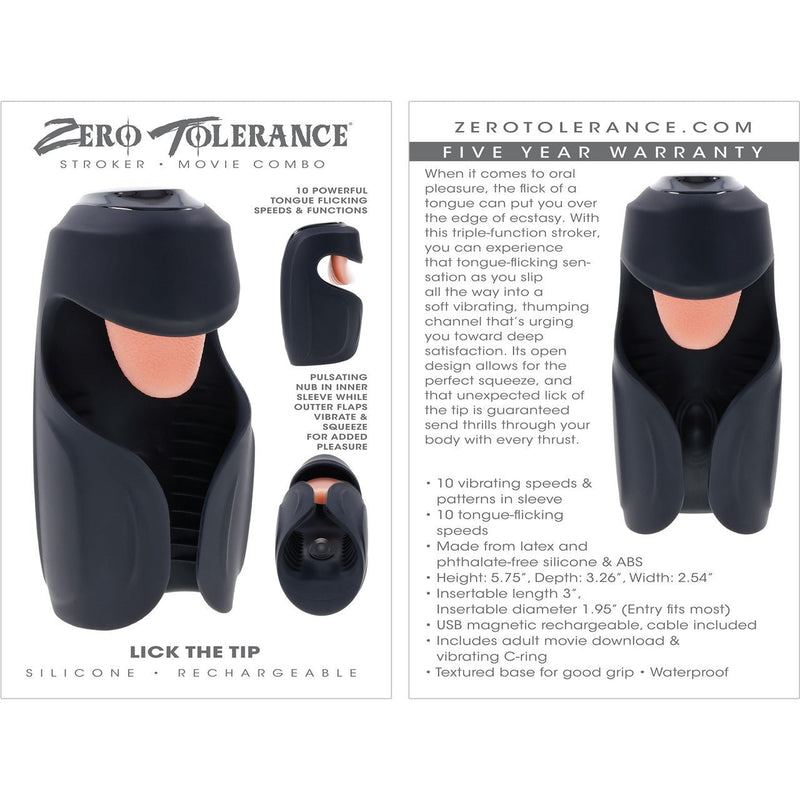 Evolved Novelties Lick The Tip Black - Automatic Stroker Masturbator - Canister Masturbation Cup
