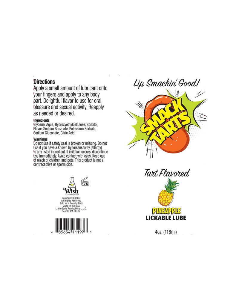 Little Genie Smack Tarts 4oz Lickable Flavored Lubricant - Pineapple