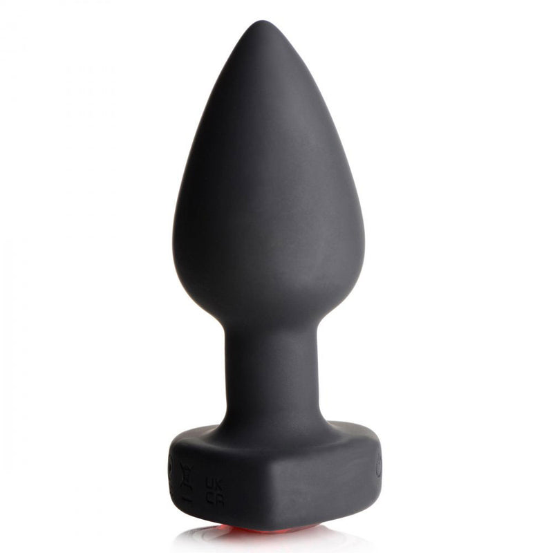 XR Brands 28x Silicone Vibrating Red Heart Anal Plug With Remote - Small