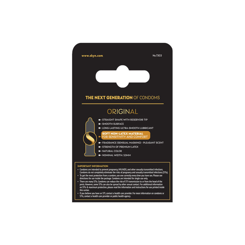 Paradise Marketing Skyn Original - Non-Latex Lubricated Condoms - 3 Pack