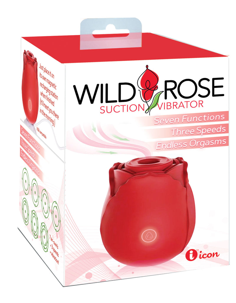 Icon Brands Wild Rose Suction Vibrator - Red