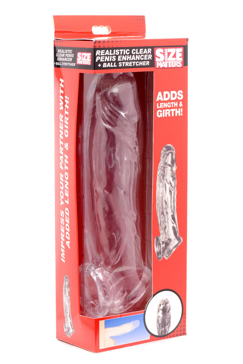 XR Brands Realistic Clear Penis Enhancer and Ball Stretcher