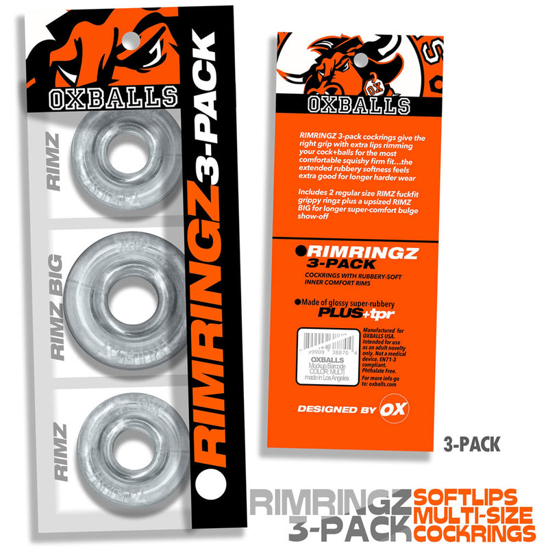 Oxballs RimringzMulti Size 3 Pack- Clear