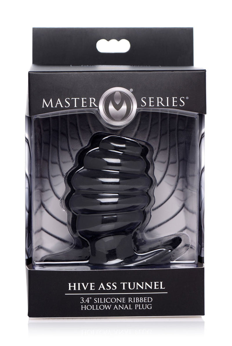 XR Brands Hive Ass Tunnel Silicone Ribbed Hollow Anal Plug - Medium