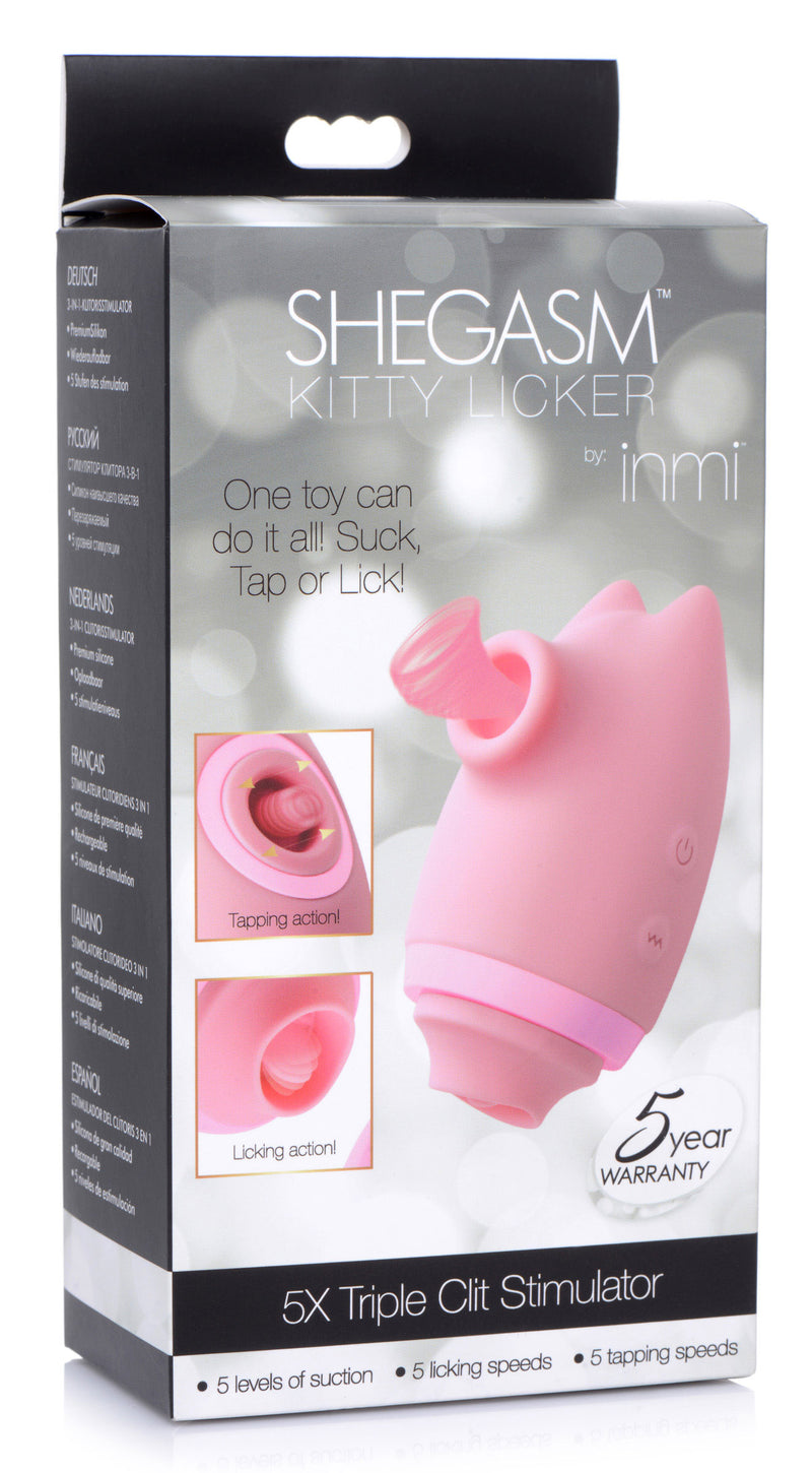 XR Brands Shegasm Kitty Licker 5x Triple Clit Stimulator - Pink