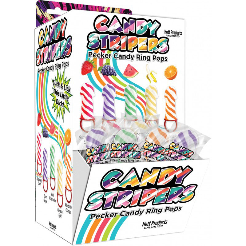 Hott Products Candy Stripers Pecker Candy Ring Pop 36pc Display - 5 Assorted Flavors