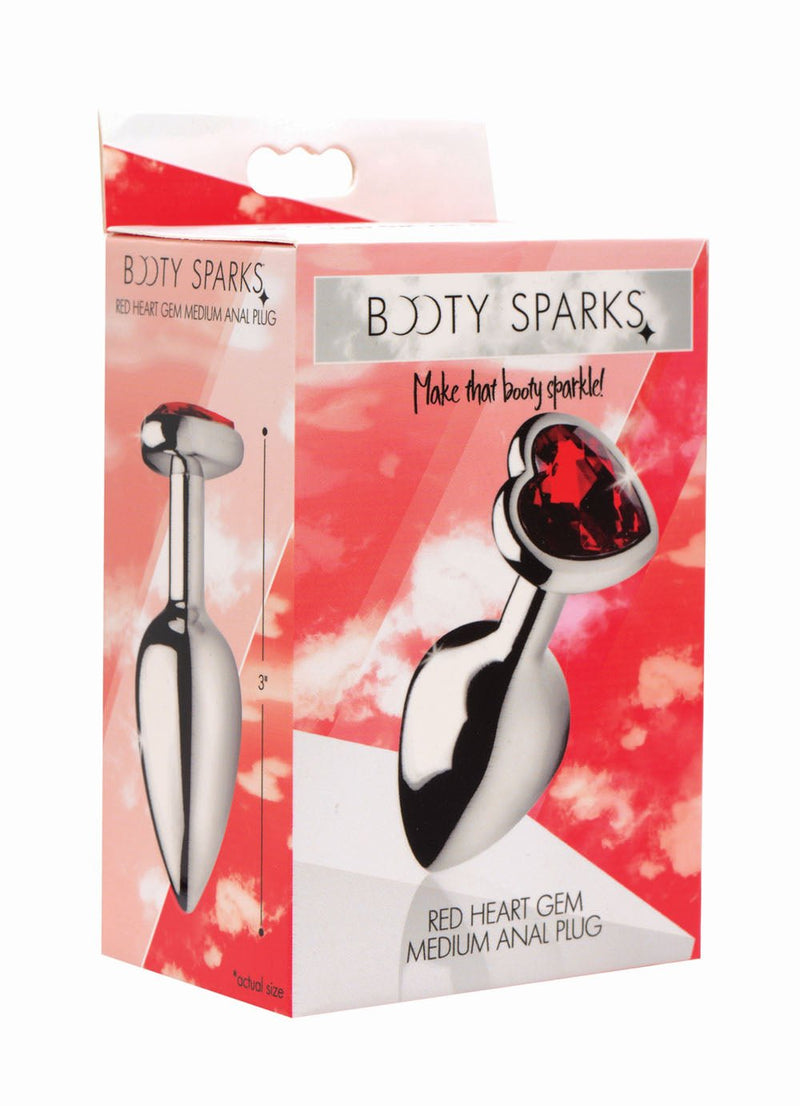XR Brands Red Heart Gem Anal Plug - Medium
