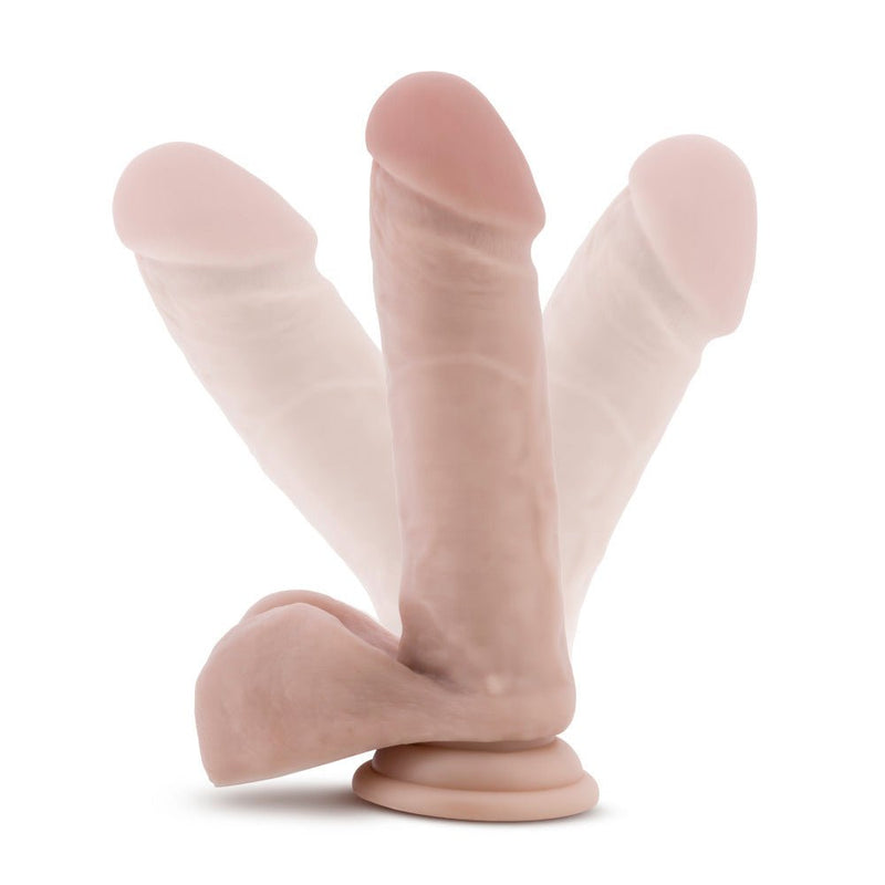 Coverboy Cowboy Realistic Curved Beige 8-Inch Long Dildo With Balls & Suction Cup Base