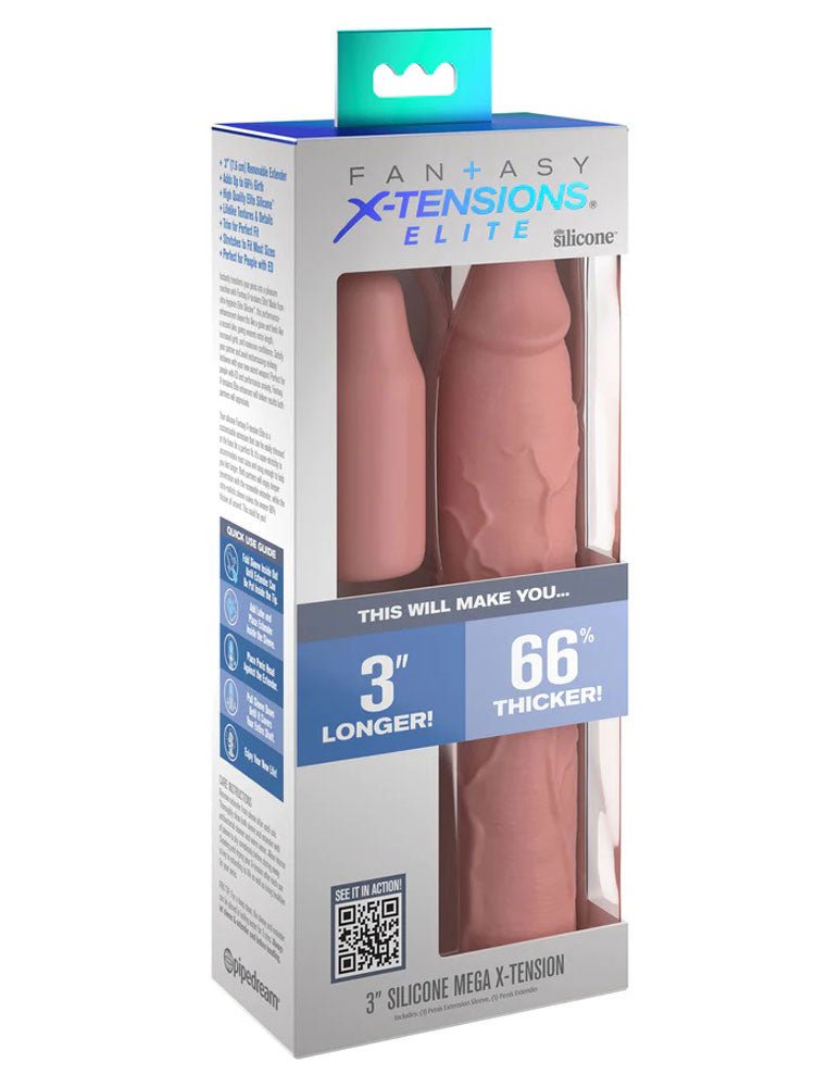 Pipedream Fantasy X-Tensions Elite 9 Inch Sleeve With 3 Inch Plug - Light