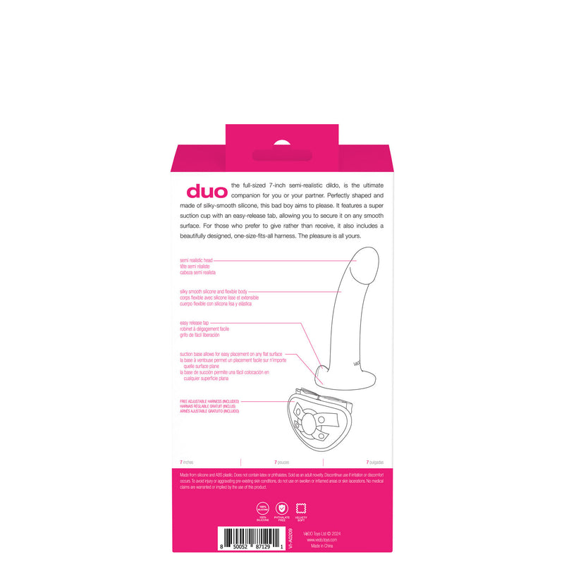 VeDO Duo Semi-Realistic Dildo With Harness - Pink/purple