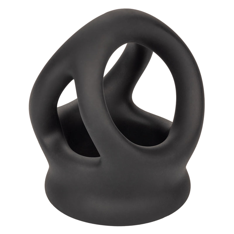 CalExotics Alpha Liquid Silicone Dual Cage and Ring - Black Ring - Black