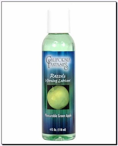 California Fantasies Razzels Warming Lubricant - Pleasurable Green Apple - 4 Oz. Bottle