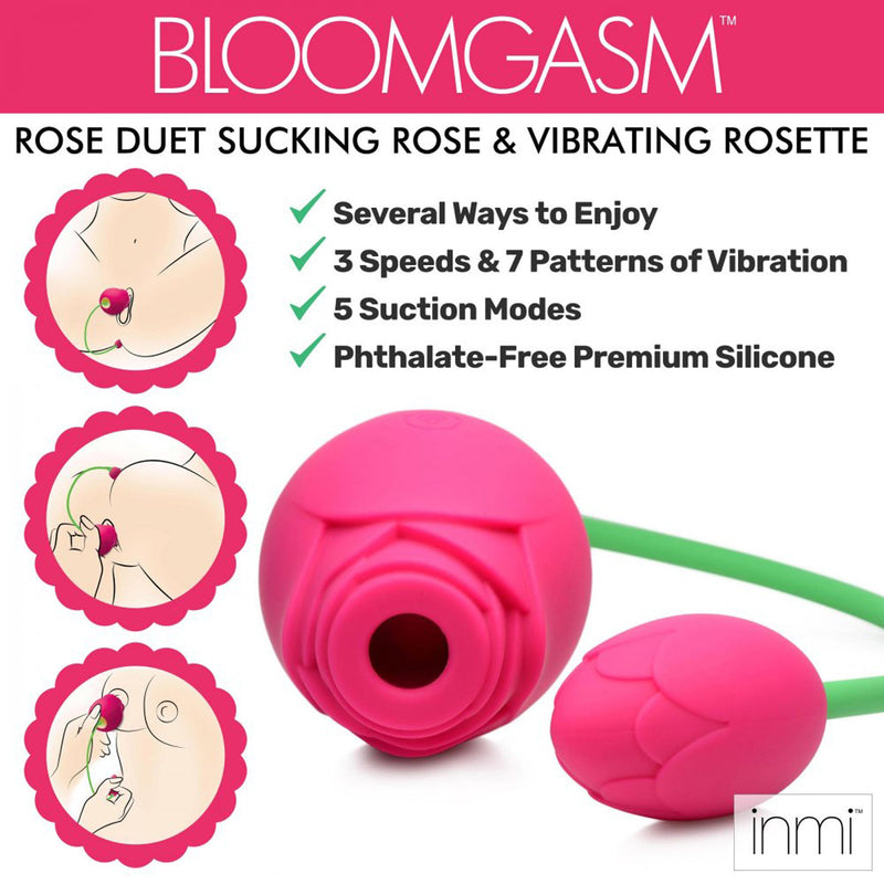 XR Brands Bloomgasm Rose Duet - Sucking Rose and Vibrating - Rosette