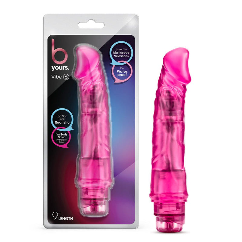 B Yours Vibe 6 Realistic Pink 9.25-Inch Long Vibrating Dildo