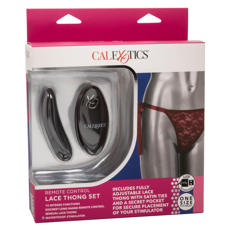 CalExotics Remote Control Lace Thong Set - Burgundy