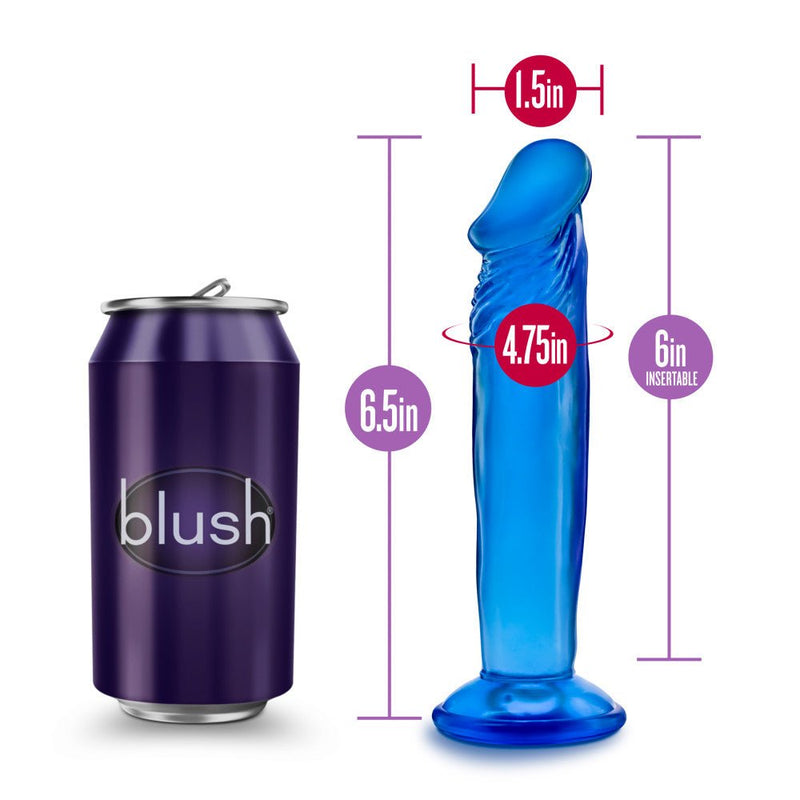 B Yours Sweet N' Small 6.5 Realistic Blue 6.5-Inch Long Dildo With Suction Cup Base
