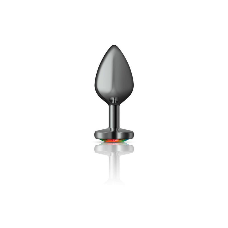 Viben Rainbow Heart Gem Gunmetal Metal Plug - Md