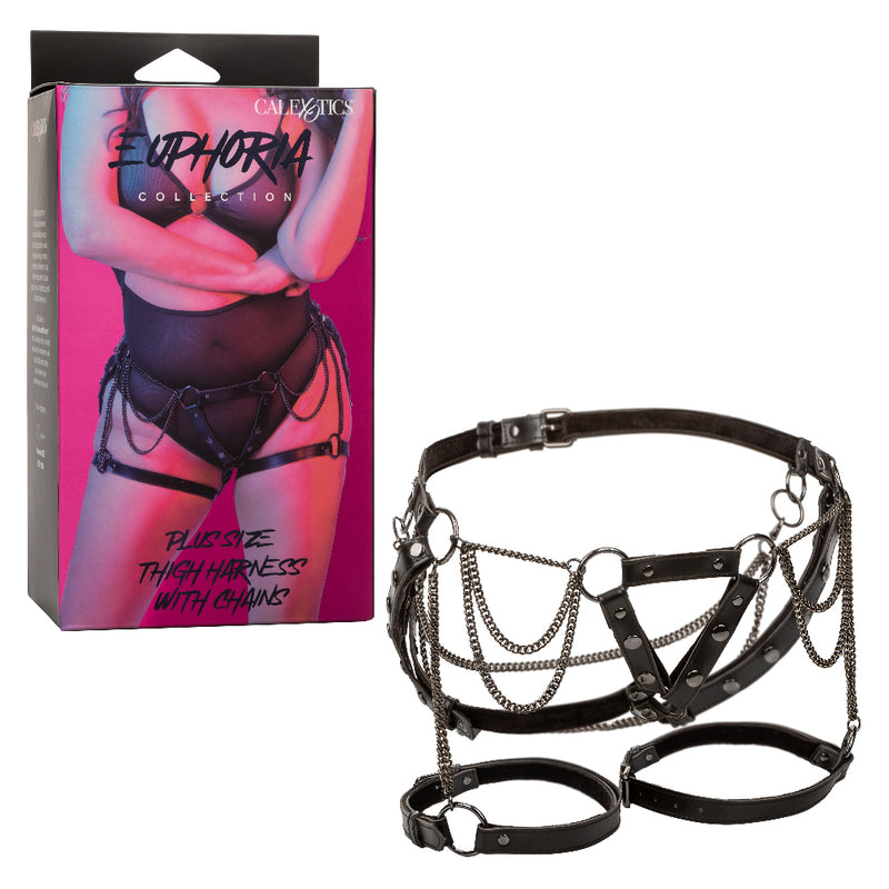 CalExotics Euphoria Collection Plus Size Thigh Harness With Chains - Black