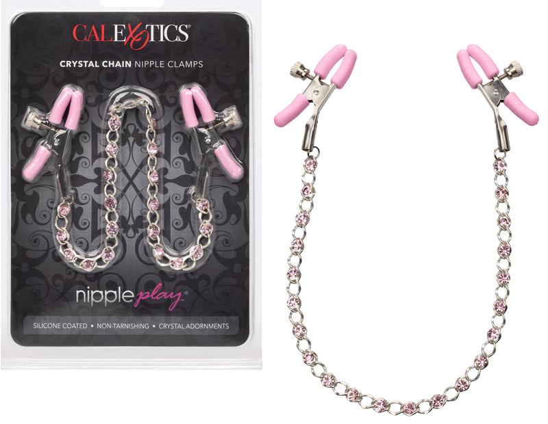 CalExotics Nipple Play Crystal Chain Nipple Clamps - Pink