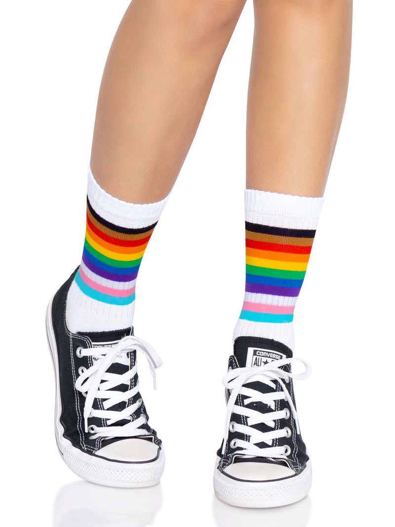 Leg Avenue Pride Crew Socks - One Size - Rainbow