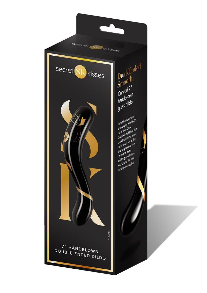 XGEN Secret Kisses - 7 Inch Handblown Double Ended Dildo - Black