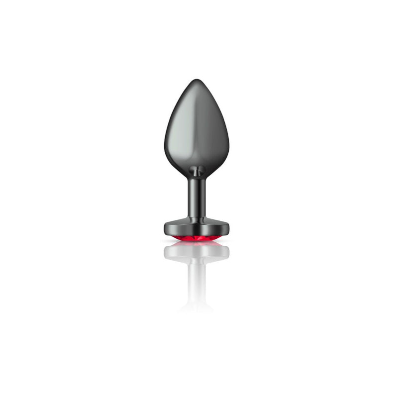 Viben Deep Red Heart Gem Gunmetal Metal Plug - Md