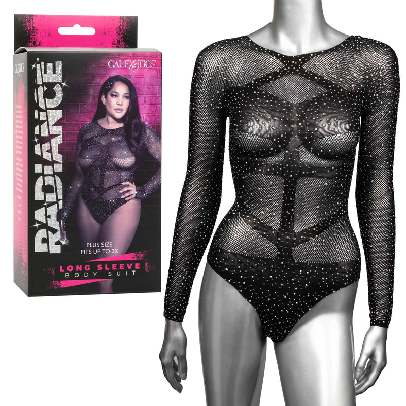 CalExotics Radiance Long Sleeve Body Suit - Queen - Black