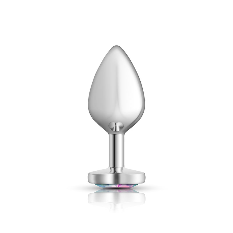 Viben Clear Iridescent Heart Gem Silver Metal Plug - Md