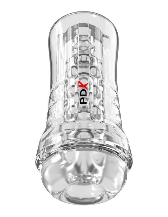 Pipedream PDX Elite ViewTube Clear Plus See-Thru EZ-Grip Stroker - Clear - Stroker Masturbator - Canister Masturbation Cup