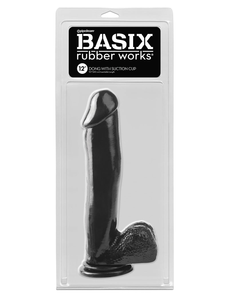Pipedream Basix Rubber Works 12 Inch Dong With Suction Cup - Black
