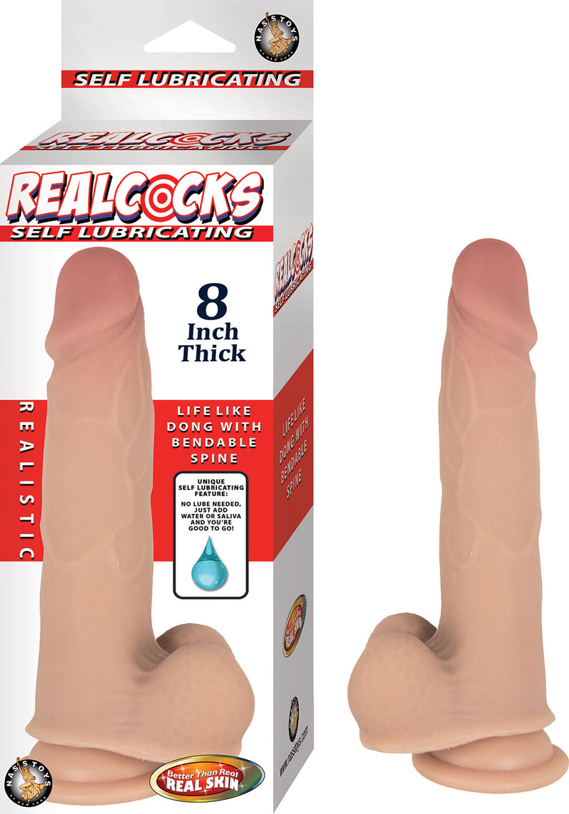 Nasstoys Realcocks Self Lubricating 8 Inch Thick - White