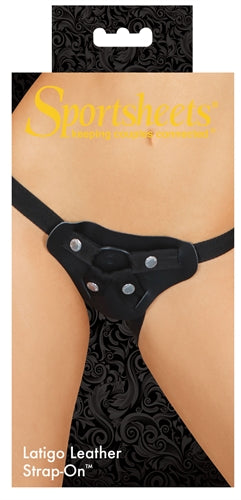 Sportsheets Latigo Leather Strap on - Black