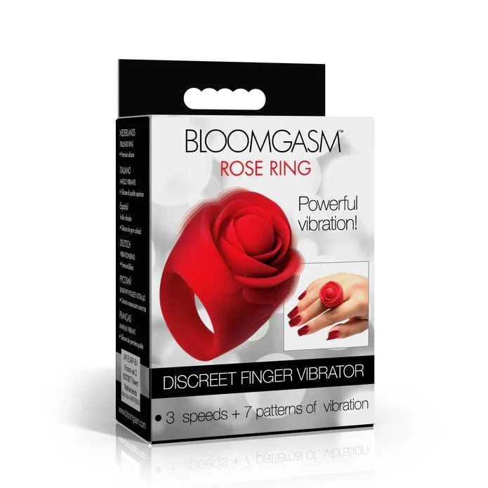 XR Brands Rose Ring Discreet Finger Vibrator - Red