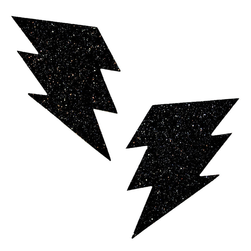 Neva Nude Black Malice Glitter Lightning Bolt Nipztix Pasties