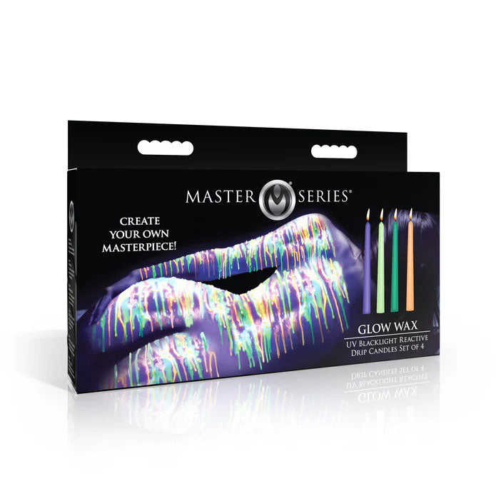 XR Brands Glow Wax Uv Blacklight Reactive Drip Candles Set of 4