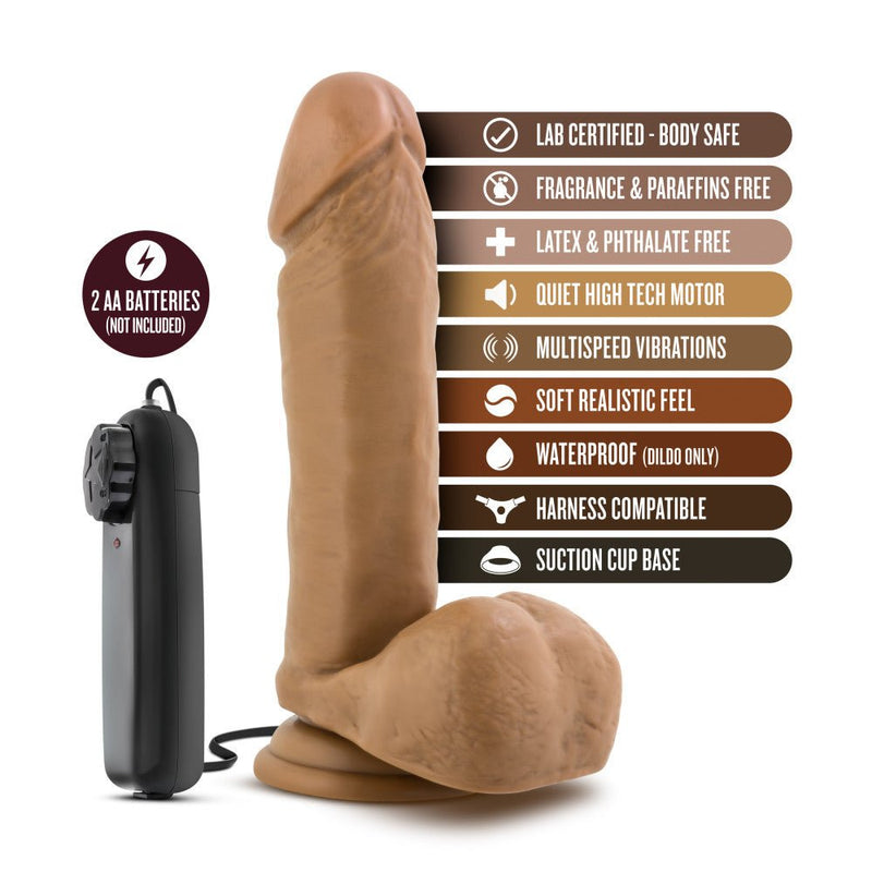 Coverboy Soccer Champ Realistic Mocha 8-Inch Long Remote Control Vibrating Dildo With Suction Cup Base