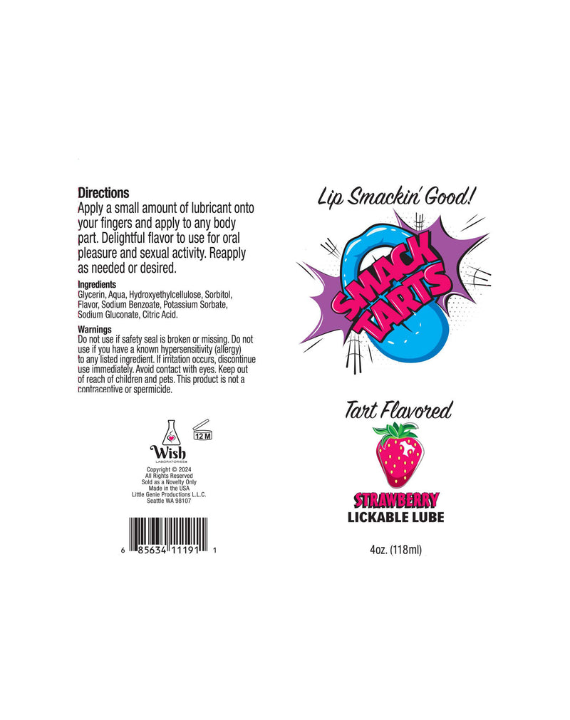 Little Genie Smack Tarts 4oz Lickable Flavored Lubricant - Strawberry